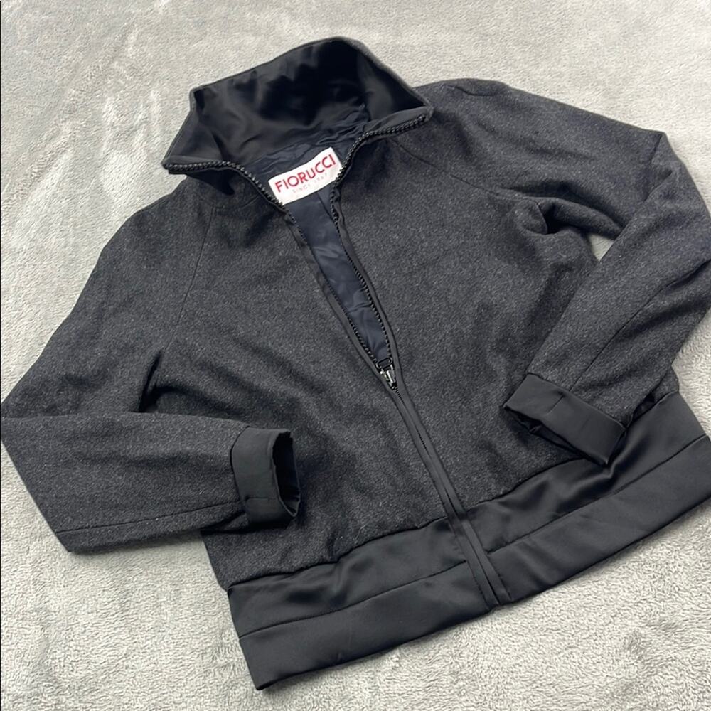 NEW Fiorucci S/M Wool‎ Women's Charcoal Gray Zip-Up Jacket Italy Made RARE